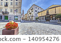 Historic street with Sant Andrea bell tower in Vercelli Italy 140954276