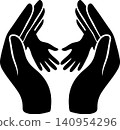 Two Open Hands Offering Care Silhouette 140954296