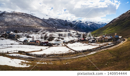 Panoramic view of the Ushguli community, located in the Svaneti region, Georgia. 140954444