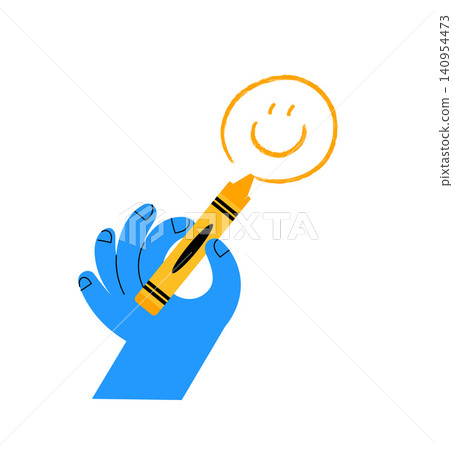 A hand drawing smiley with a marker. Doodle icon for back to school, education, learning and A hand drawing smiley with a marker. Doodle icon for back to school, education, learning and 140954473