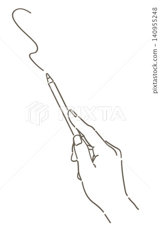 A hand writing with a pen. Illustration material. Simple style, vector illustration material. A hand writing with a pen. Illustration material. Simple style, vector illustration material. 140955248