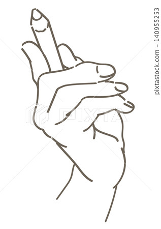 A hand holding a pen. Illustration material. Simple style, vector illustration material. 140955253