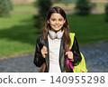 Back to school. School education. Adolescence lifestyle. Teen girl school student outdoor. Lifestyle concept. Student life. Listen music in headphones. Teen girl generation. Lifestyle and education 140955298