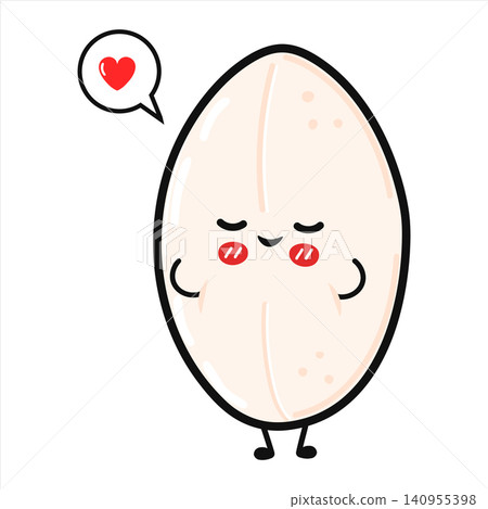 Cute Rice Grain Character Holding Heart Illustration Cute Rice Grain Character Holding Heart Illustration 140955398