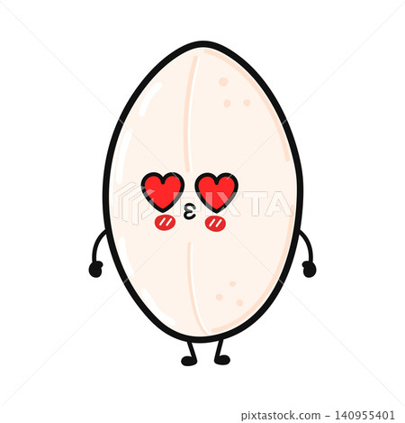 Cute Rice Grain Kissing Face Character Illustration Cute Rice Grain Kissing Face Character Illustration 140955401