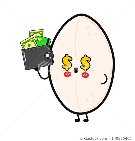 Cute Rice Grain Money Wallet Character Illustration 140955405