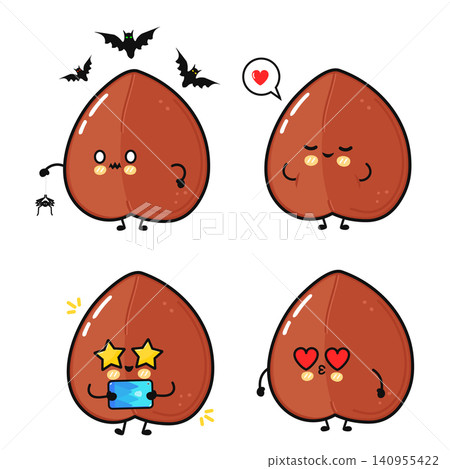 Cute Buckwheat Grain Character Emotions Collection Illustration 140955422