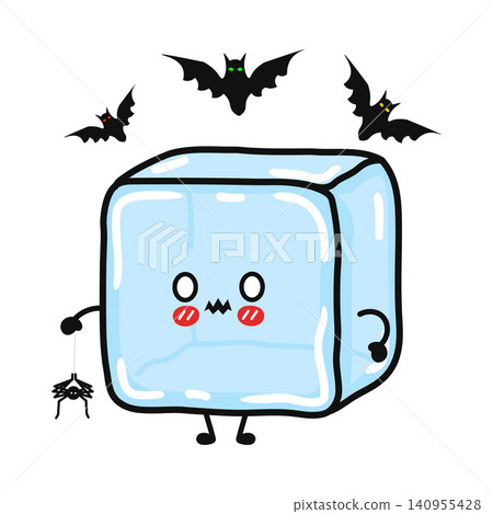 Cute Ice Cube Halloween Character Costume Illustration Cute Ice Cube Halloween Character Costume Illustration 140955428