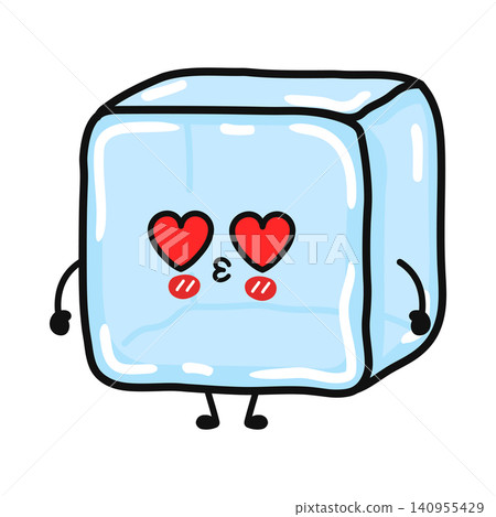 Cute Ice Cube Kissing Face Character Illustration Cute Ice Cube Kissing Face Character Illustration 140955429