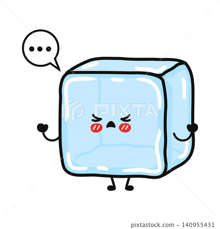 Cute Ice Cube Angry Character With Speech Bubble Cute Ice Cube Angry Character With Speech Bubble 140955431
