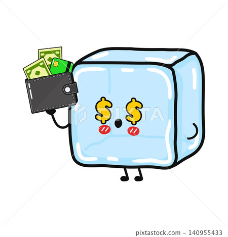 Cute Ice Cube Money Wallet Character Illustration Cute Ice Cube Money Wallet Character Illustration 140955433