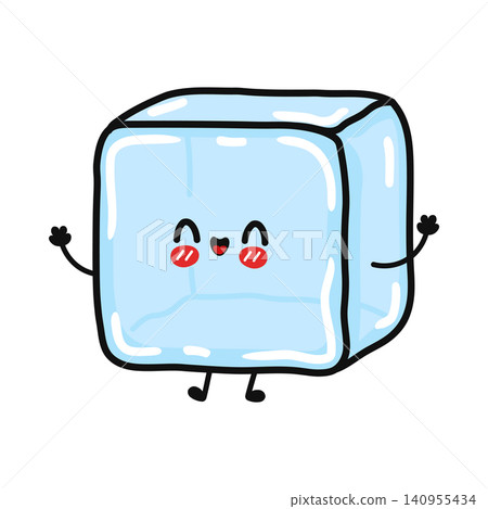 Cute Ice Cube Surprised Happy Character Illustration Cute Ice Cube Surprised Happy Character Illustration 140955434