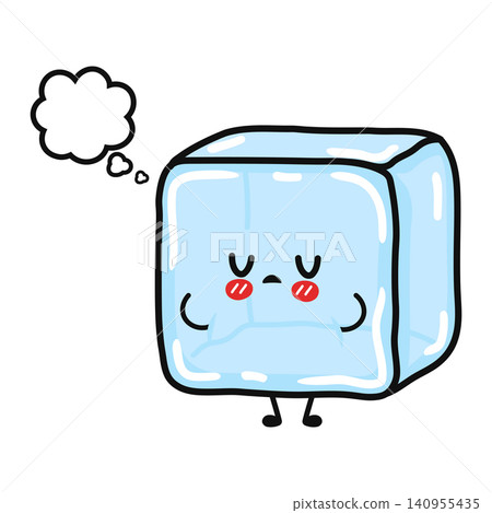 Cute Ice Cube Sleeping Character On Pillow Illustration Cute Ice Cube Sleeping Character On Pillow Illustration 140955435