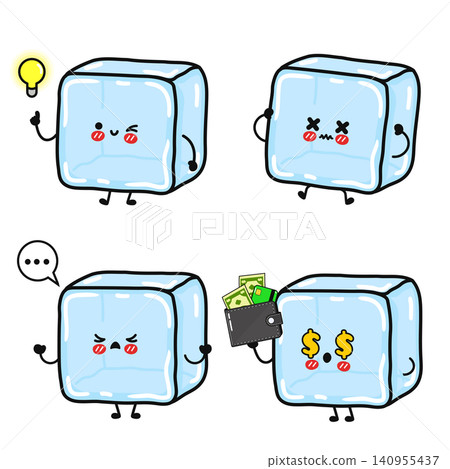 Cute Ice Cube Character Activity Collection Illustration Cute Ice Cube Character Activity Collection Illustration 140955437