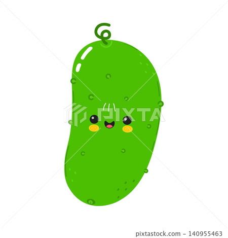 Cute Cucumber Smiling Face Character Illustration Cute Cucumber Smiling Face Character Illustration 140955463