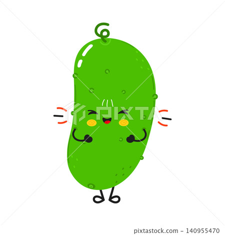 Cute Cucumber Laughing Character Expression Illustration Cute Cucumber Laughing Character Expression Illustration 140955470
