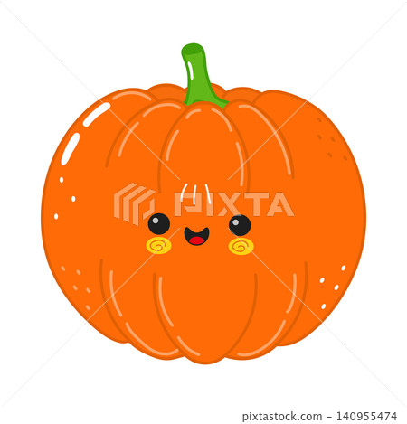 Cute Pumpkin Smiling Face Character Illustration 140955474