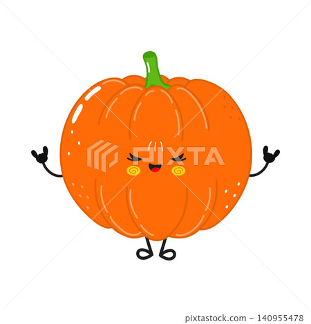 Cute Pumpkin Rock Gesture Character Illustration 140955478