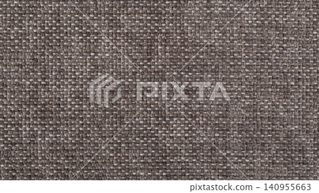 Close-up texture of coarse grey-brown upholstery fabric 140955663