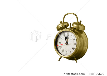 retro clock, watch, pointer clock, Yellow color alarm clock on isolated white background retro clock, watch, pointer clock, Yellow color alarm clock on isolated white background 140955672