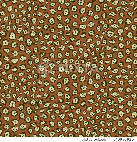 Jaguar print seamless pattern vector illustration. Stylized tonal animal skin texture with rosette spots on brown background. Trendy exotic leopard fur print repeat tile for textile, fashion design Jaguar print seamless pattern vector illustration. Stylized tonal animal skin texture with rosette spots on brown background. Trendy exotic leopard fur print repeat tile for textile, fashion design 140955920