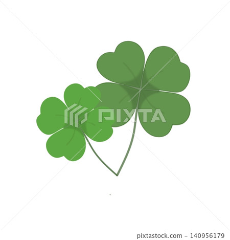 Four leaf clover green leaves vector illustration, cute lucky clover icon isolated Four leaf clover green leaves vector illustration, cute lucky clover icon isolated 140956179
