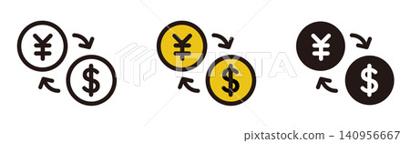 Currency exchange icon. Exchange from yen to dollars. Banking and business. Currency exchange icon. Exchange from yen to dollars. Banking and business. 140956667