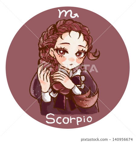 Illustration of a girl representing the zodiac sign of Scorpio Illustration of a girl representing the zodiac sign of Scorpio 140956674