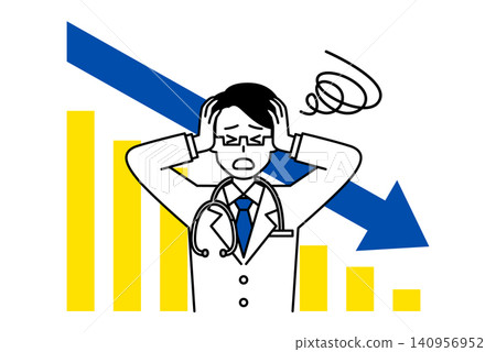 一位男醫生對不斷下滑的曲線感到擔憂。 一位男醫生對不斷下滑的曲線感到擔憂。 140956952
