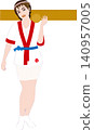 Simple, realistic illustrations of girls with no background. Themes include events and scenes. Festival-themed illustration of a woman in her tummy 02 140957005