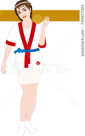 Simple, realistic illustrations of girls with no background. Themes include events and scenes. Festival-themed illustration of a woman in her tummy 02 140957005