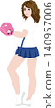 Simple, realistic illustrations of girls with no background. Themes include events and scenes. 1. A woman in a miniskirt throwing the first pitch. 140957006