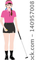Simple, realistic illustrations of girls with no background. Themes include events and scenes. Female golfer #01 140957008