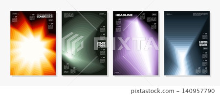 Set of motion spectrum stripe line layer abstract cover 140957790