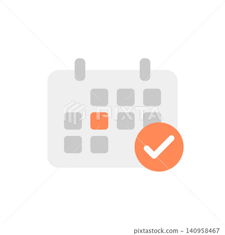 Booking complete! Vector icons of a calendar and checkmark (flat design) Booking complete! Vector icons of a calendar and checkmark (flat design) 140958467