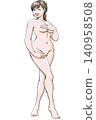 A young naked woman striking a sexy pose, full body. 140958508