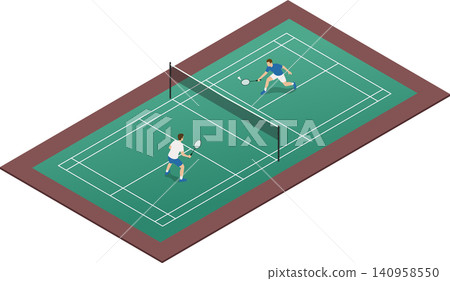 2 athletes playing badminton vector illustration 2 athletes playing badminton vector illustration 140958550