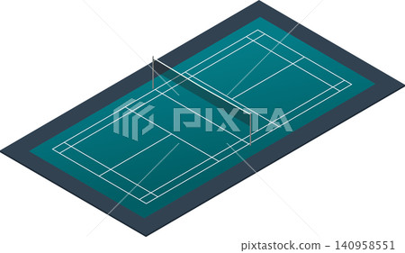 Badminton court isometric stock vector illustration 140958551