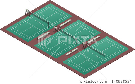 Multiple badminton court venue illustration Multiple badminton court venue illustration 140958554