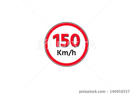 Red circular road sign showing a 150 kmh speed limit, traffic regulation symbol used for transportation, safety, and speed concepts Red circular road sign showing a 150 kmh speed limit, traffic regulation symbol used for transportation, safety, and speed concepts 140958557