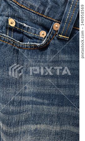 Blue Denim Jeans Pocket Close Up Texture Background Blue Denim Jeans Pocket Close Up Texture Background 140958569