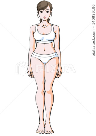 Basic standing pose_front view_in underwear 140959196