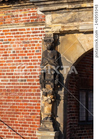 Detail of arched gate to Frederiksborg castle in Hillerod, Denmark Detail of arched gate to Frederiksborg castle in Hillerod, Denmark 140959348