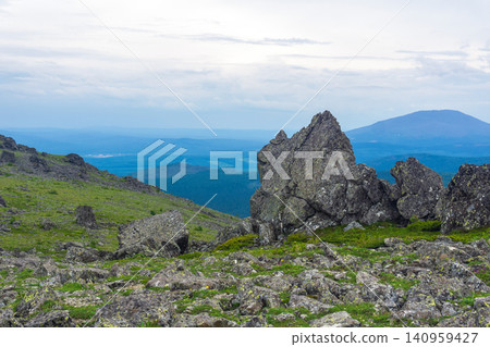 Mountain landscape in the summer. Konzhakovskiy Kamen mount. Mountain landscape in the summer. Konzhakovskiy Kamen mount. 140959427