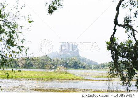 Sigiriya Rock as seen from the lake Sigiriya Rock as seen from the lake 140959494