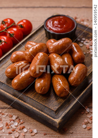 Chicken or pork grilling sausages with garlic, salt, and spices. Grilling sausages Chicken or pork grilling sausages with garlic, salt, and spices. Grilling sausages 140959542