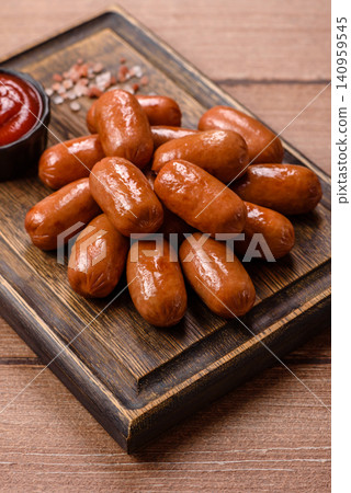Chicken or pork grilling sausages with garlic, salt, and spices. Grilling sausages Chicken or pork grilling sausages with garlic, salt, and spices. Grilling sausages 140959545