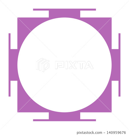 Yantra silhouette design, circle copy space for your text, Sacred Geometric Symbol of Divine Harmony and Spiritual Energy, Meditation, Purple Sri Yantra Minimalist Sacred Decor, isolated on white Yantra silhouette design, circle copy space for your text, Sacred Geometric Symbol of Divine Harmony and Spiritual Energy, Meditation, Purple Sri Yantra Minimalist Sacred Decor, isolated on white 140959676