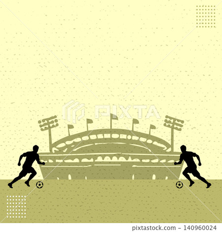 Football Stadium Background with Soccer Player Silhouettes and Ball Football Stadium Background with Soccer Player Silhouettes and Ball 140960024