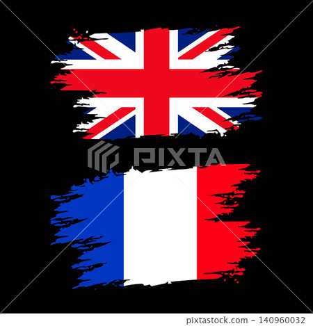 United Kingdom and France Grunge Flag Brush Stroke Background United Kingdom and France Grunge Flag Brush Stroke Background 140960032